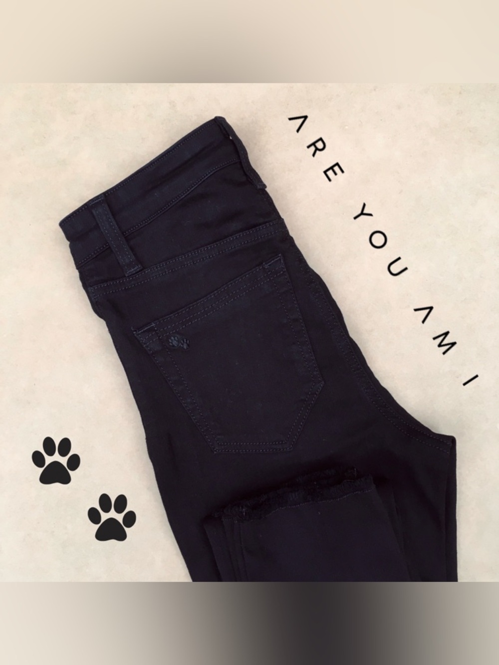 AYAI .• Are You Am I Raw Hem High Waist Skinny Jeans Jeggings in Black Size 24